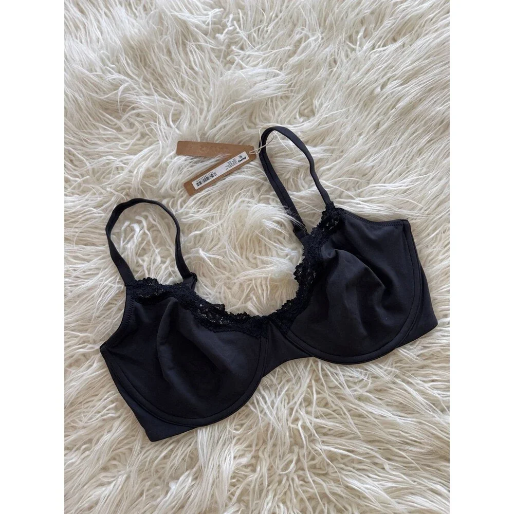 Skims Fits Everybody Lace Demi Underwire Bra Onyx Size 32DDD - Picture 3 of 6